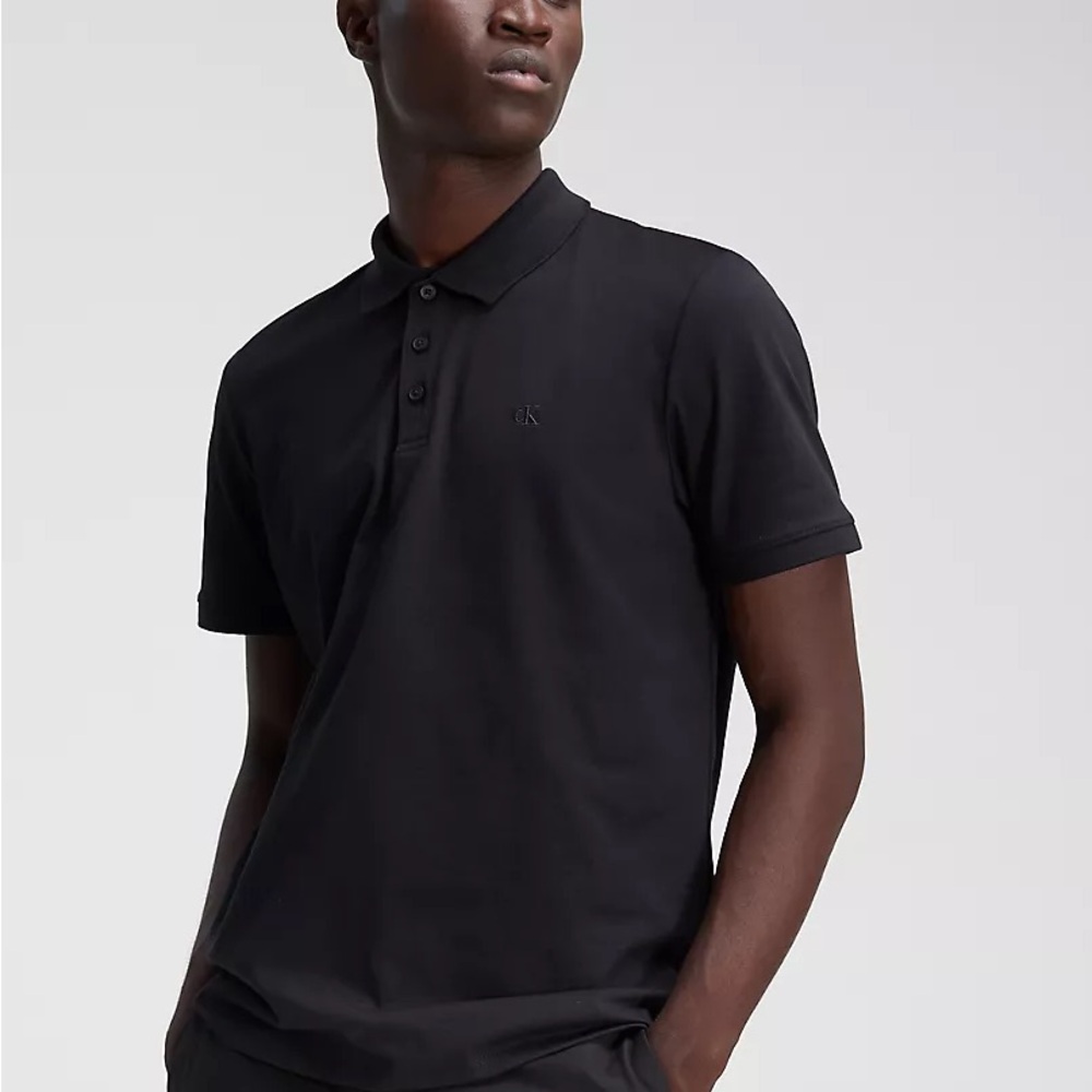 Calvin Klein Men's Smooth Cotton Blend Polo Shirt, NWT, Black, Size Large